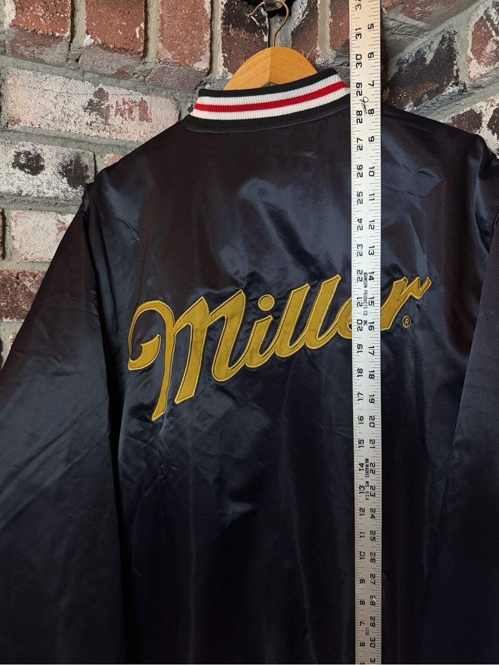 Miller Lite Navy Blue Football Helmet Embroidered Quilted Varisty Bomber Jacket - Picture 7 of 8